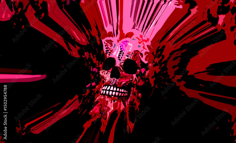 Obraz premium a skull surrounded by darkness and blood