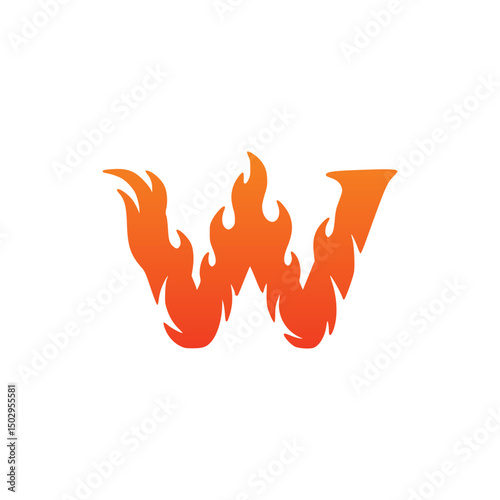 fire shaped letter W company logo vector illustration template design