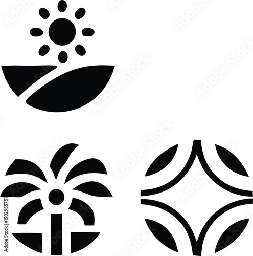 Duotone icon set illustrating diverse moods of a banking professional with transparency