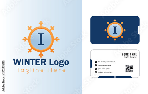 Vector business card design template with infographic elements and icons for web layout winter I logo design