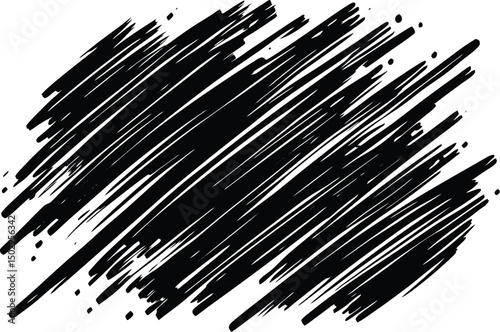 Adobe Illustrator Artwork Abstract black textured strokes set isolated on a white backgro Vector hand drawn artistic design element, box, frame or backgro

, 