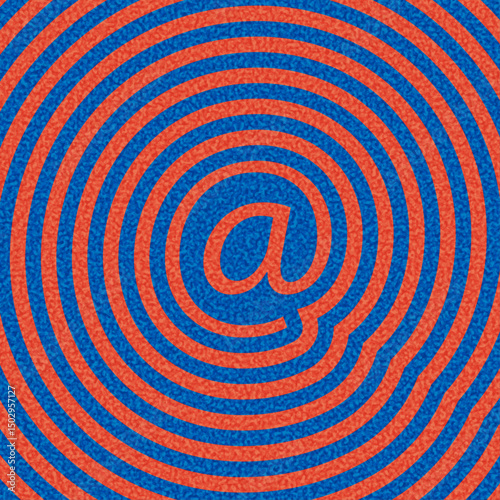 Red email symbol over a blue circular ripple background. Vibrant, bold, and modern. Vector illustration.