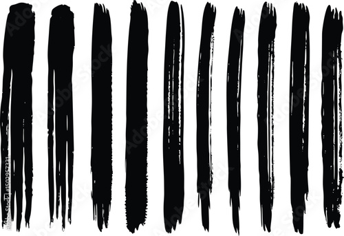 Adobe Illustrator Artwork Abstract black textured strokes set isolated on a white backgro Vector hand drawn artistic design element, box, frame or backgro

, 