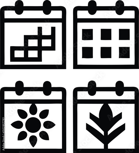 Flat graphic icon set illustrating bank holiday weekend activities and plans