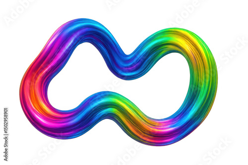 Rainbow colored abstract wavy shape swirling on a transparent background, perfect for modern and vibrant designs