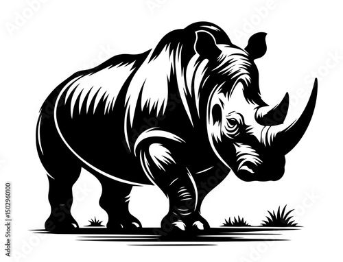 Silhouette of a Standing Rhinoceros – Endangered Species, African Safari
