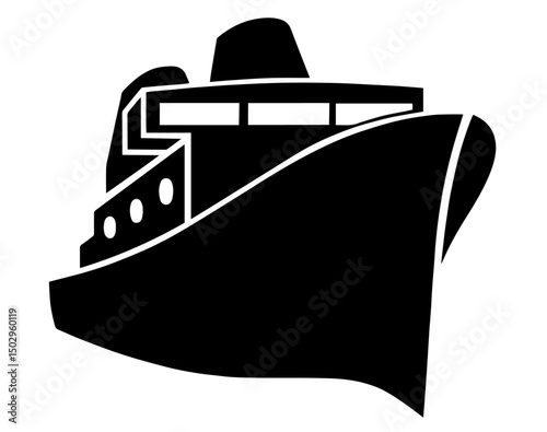 Silhouette of a Cruise Ship or Ocean Liner – Marine Travel, Nautical Navigation, Sea Adventure, Luxury Voyage, International Transport and Tourism Concept for Vacation and Maritime Services