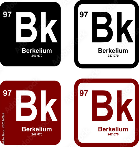 Berkelium icon set. vector template illustration for web design