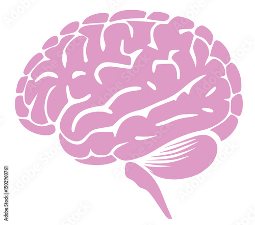 Pink Brain Silhouette – Intelligence, Cognitive Function, Neuroscience, Mental Health, Psychological Analysis, Memory, Learning, Brain Activity, Human Consciousness, Education, Medicine, AI Research