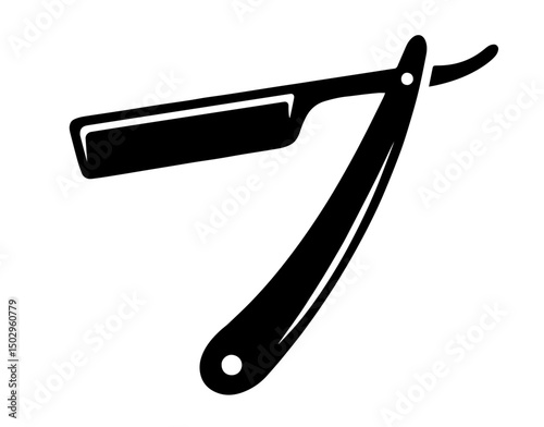 Silhouette of an Open Straight Razor – Vintage Barber Shaving Tool, Men’s Grooming, Traditional Shave, Classic Barbershop 