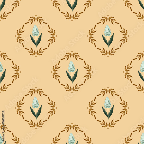 Mosaic With Flowers Seamless Pattern Background Wallpaper