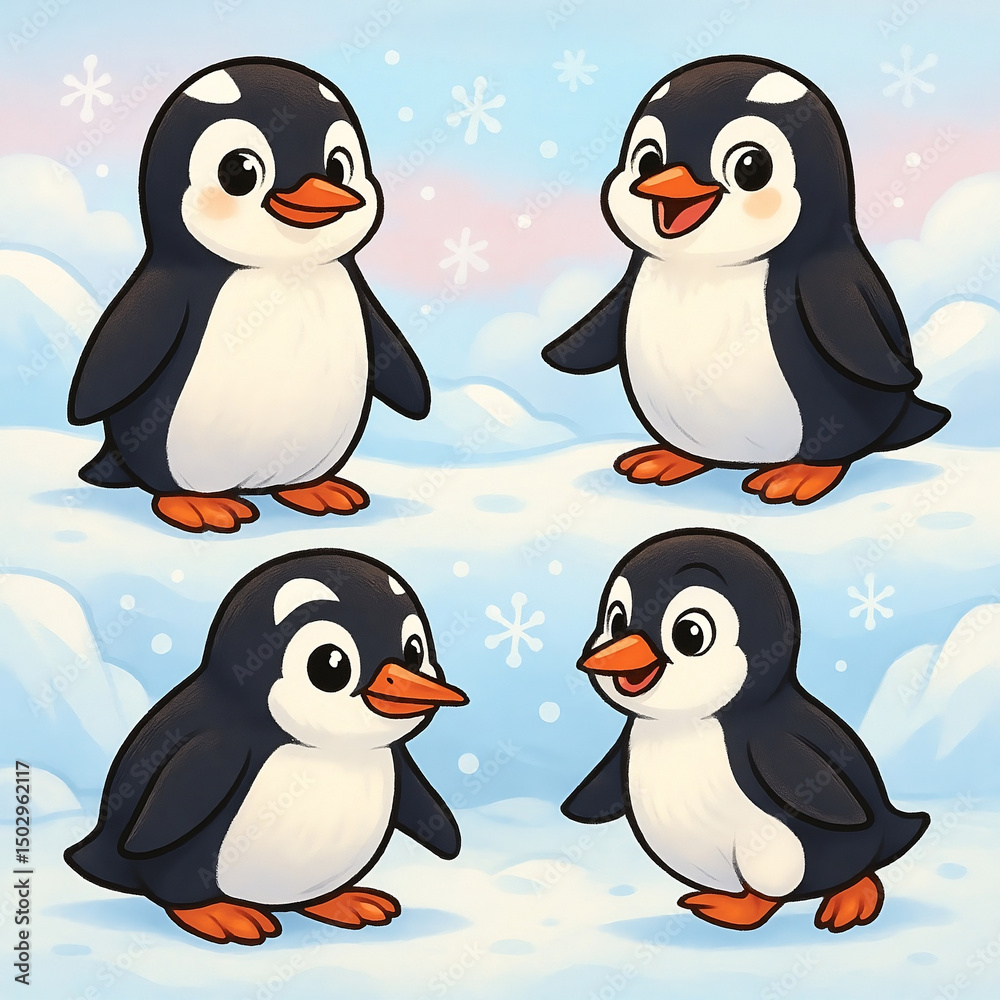Obraz premium cartoon penguins