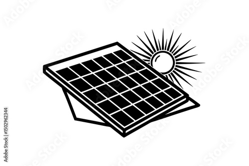 solar panel sun above