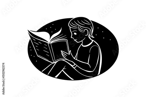 student reading book sitting