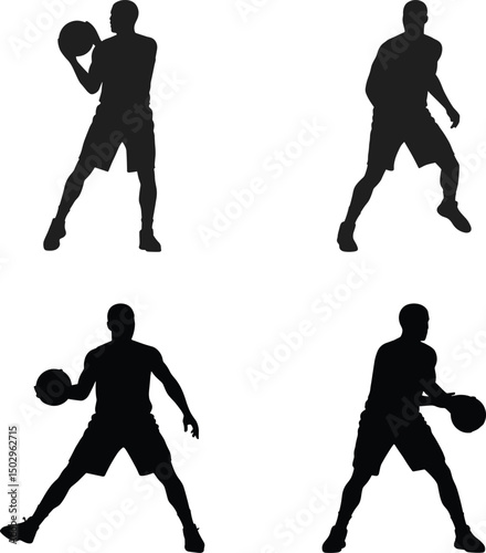Dynamic Basketball Player Silhouette Clipart SVG  Sublimation in Action Pose. Basketball Black Vector Illustration. Slam Dunk, Athlete, Street Style, Urban Vibes, High Jump, Dribbling  for Sports.