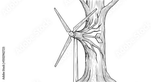 Wind Turbine Integrated into Tree Trunk Design