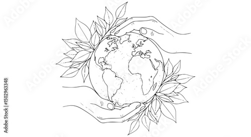 Gentle Hands Cradle Earth Amidst Flourishing Leaves
