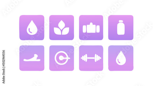 Fitness and wellness app icons set