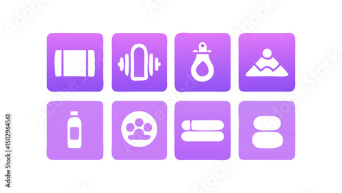 Purple square icons set for app design