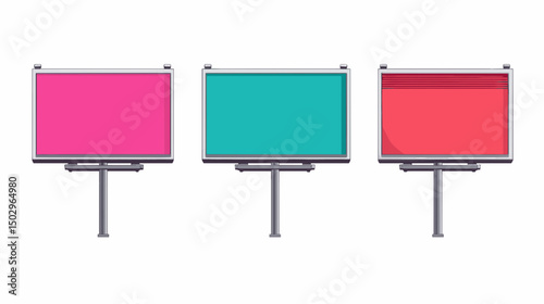 Colorful Blank Billboards Ready for Advertising Placement in Urban Outdoor Environment