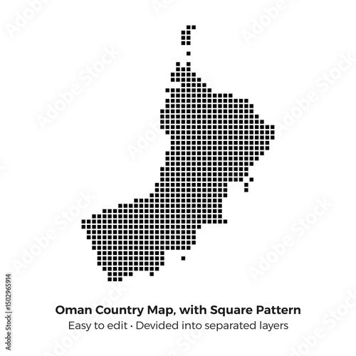 Square Pattern Map of Oman. Suitable for website, annual report, infographics.