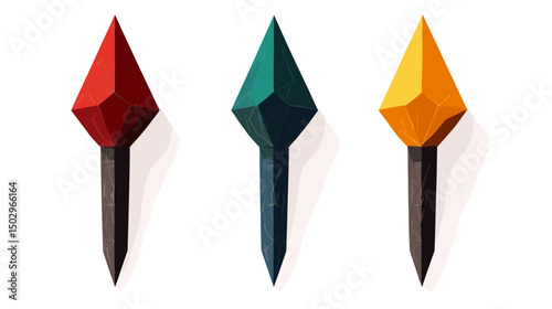 Colorful Geometric Shapes Representing Three Distinct Points in Minimalist Design