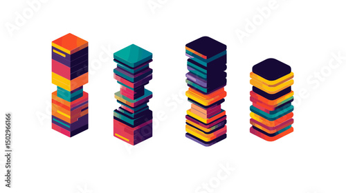 Colorful Geometric Stacked Blocks Creating a Dynamic Abstract Visual Representation
