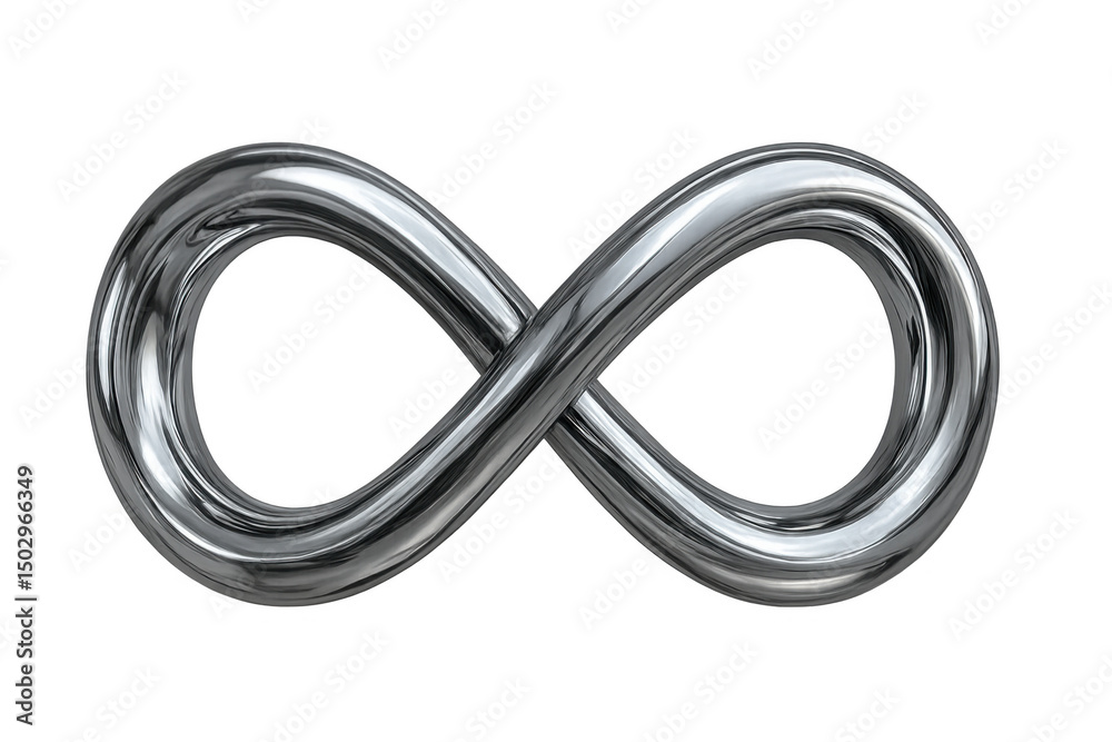 Naklejka premium Glossy infinity sign rotating continuously, symbolizing endless potential against transparent backdrop