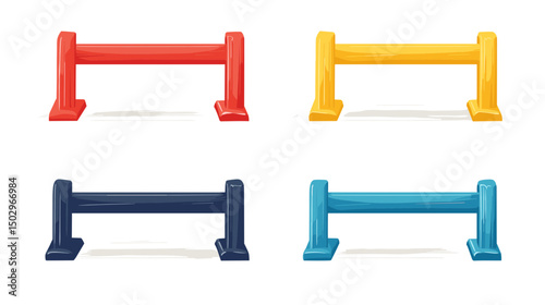 Colorful Set of Four Wooden Balance Beams for Gymnastics Training and Exercise Activity