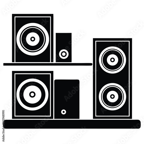 Vector Illustration of High-End Wireless Speakers on a Shelf