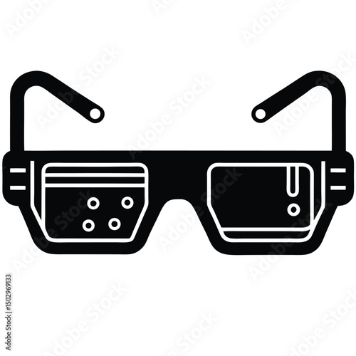 Vector Illustration of Smart Glasses with Built-In Tech Features
