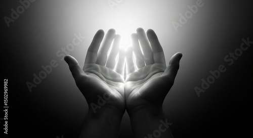 Hands Light Hope Faith Praying Spiritual Energy Concept