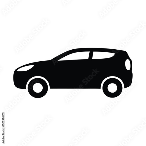 Car vector icon with black color, Sleek Minimalist Black Sports Car Silhouette Logo Vector Illustration