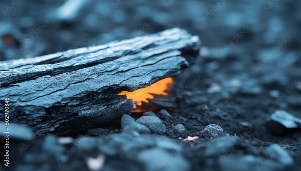 Fototapeta premium Rock and fire contrast close up geological composition background