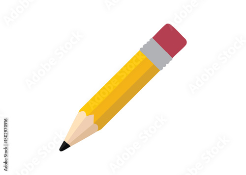 Vector illustration of a yellow pencil with red eraser isolated on a white background