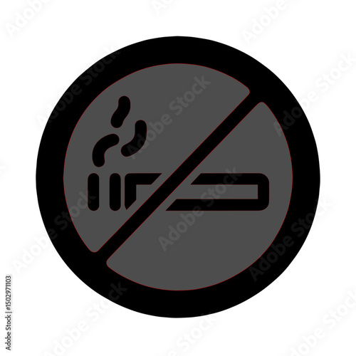 no smoking icon, crossed cigarette, flat vector, transparent background