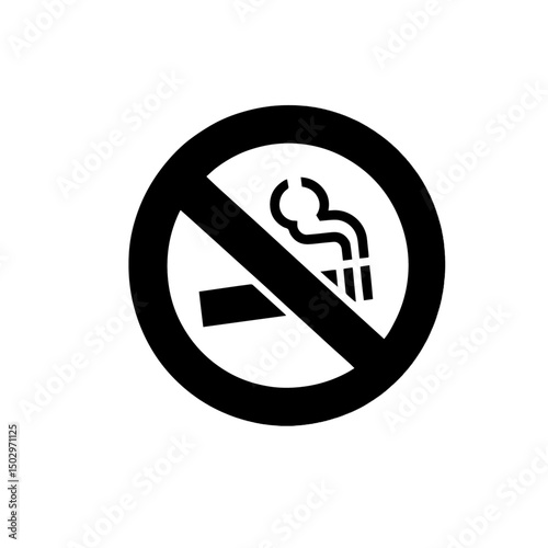 no smoking icon, crossed cigarette, flat vector, transparent background