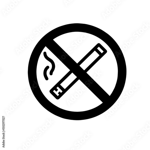 no smoking icon, crossed cigarette, flat vector, transparent background