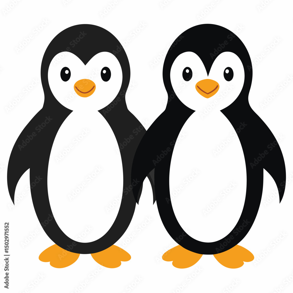 Naklejka premium penguins on a white background