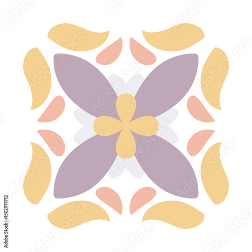 Tile square colorful flower abstract mandala floral vector illustration seamless repeat pattern