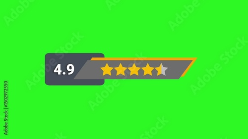 4,9 star rating for product and customer feedback and review for apps and websites on white screen background. animation motion graphics.	