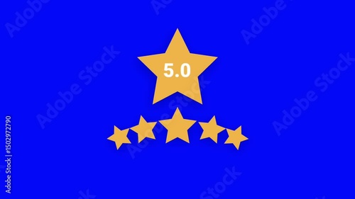 5 star rating for customer feedback and review for apps and websites on white screen background. animation motion graphics.