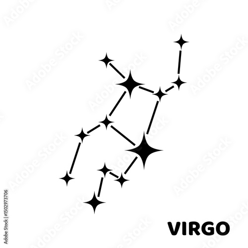 Virgo, Zodiac signs vector illustrations, Mystic astrology vector isolated black signs