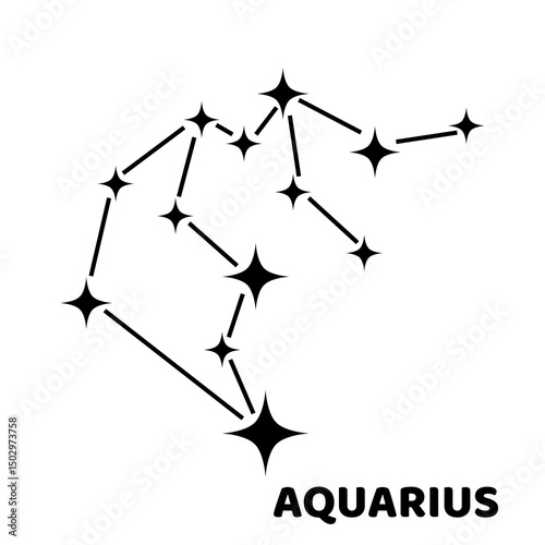 Aquarius, Zodiac signs vector illustrations, Mystic astrology vector isolated black signs