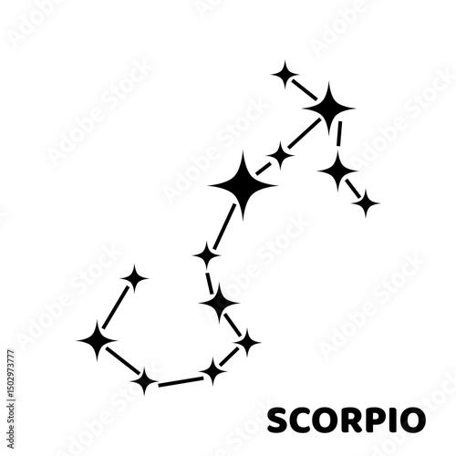Scorpio, Zodiac signs vector illustrations, Mystic astrology vector isolated black signs