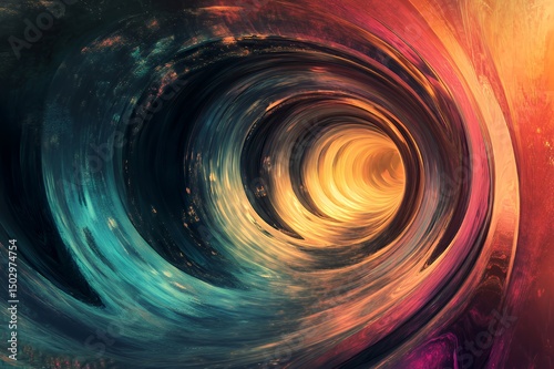 Abstract swirling vortex of vibrant colors and textures
