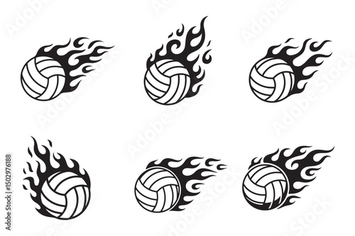 Volley ball set icon symbol sign vector illustration on white background