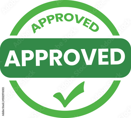 Green Approved Seal with Check Mark for Certification and Validation