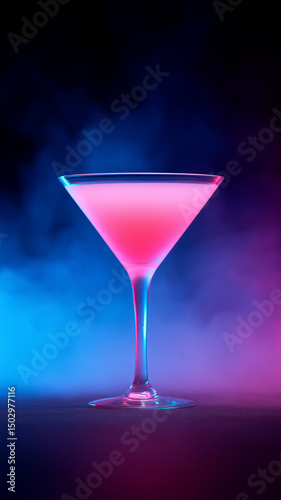 Wallpaper Mural Glowing pink cocktail in martini glass with colorful smoke Torontodigital.ca