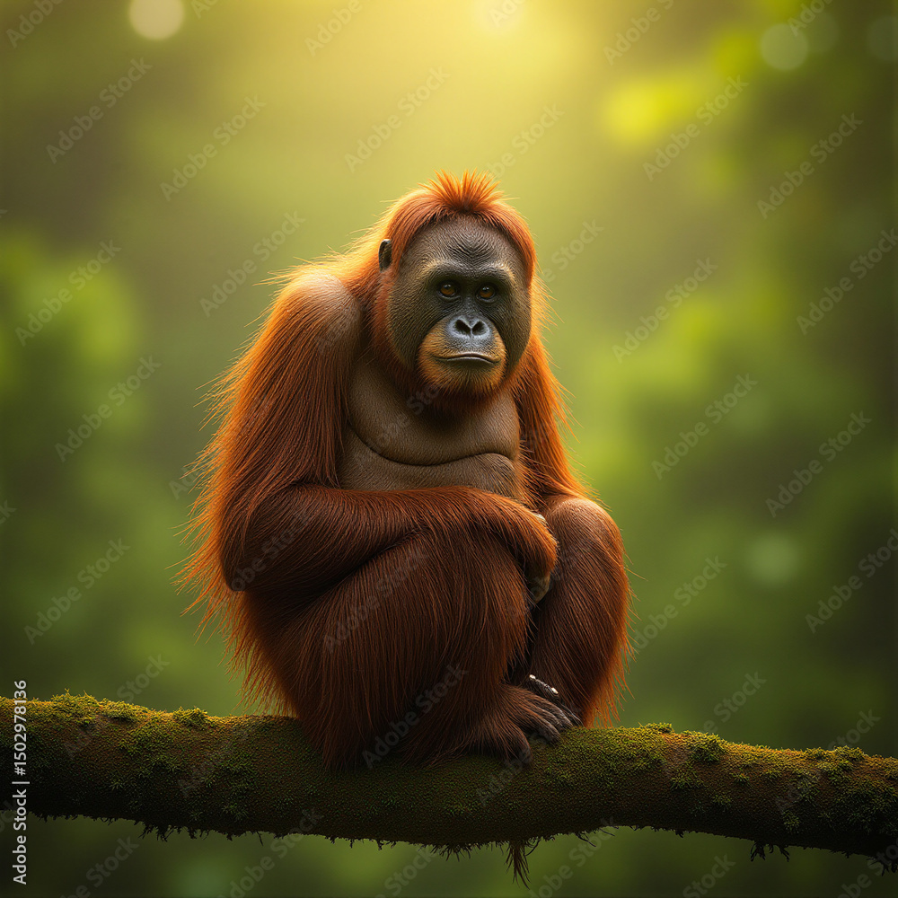 Fototapeta premium monkey sitting on forest